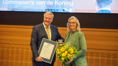 Commissaris van de Koning Andries Heidema met Statenlid Jeanet Nijhof